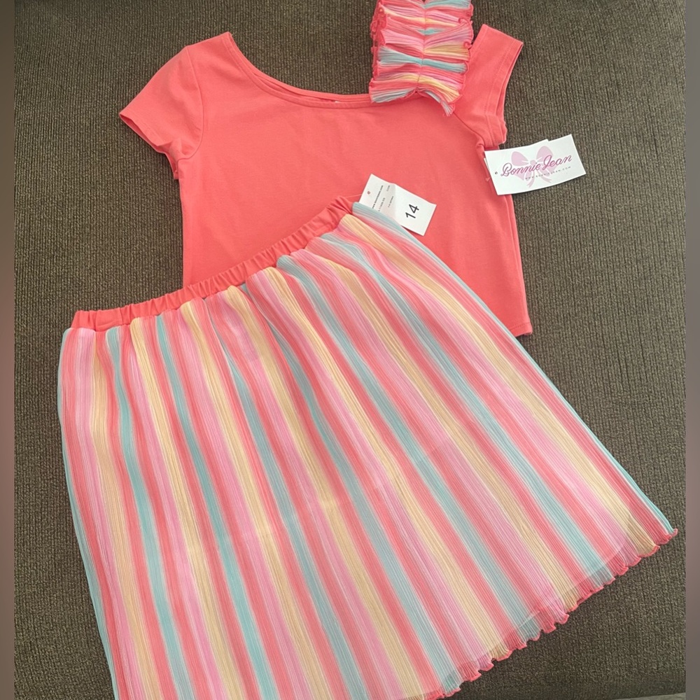 NWT Girl’s Bonnie Jean 2pc Skirt Set Size 14 ~ Multicolored ~ Super Cute